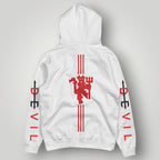 Manchester United "DEVIL" Bold Sleeve Print Hoodie - Black MUFC Trident Graphic Sweatshirt