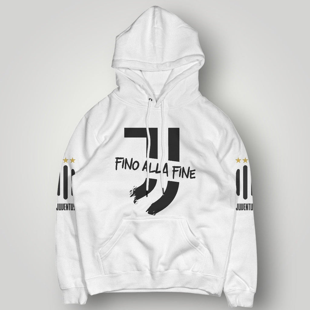 Juventus "Fino Alla Fine" Black Hoodie - Signature Motto & Gold Star Fan Edition