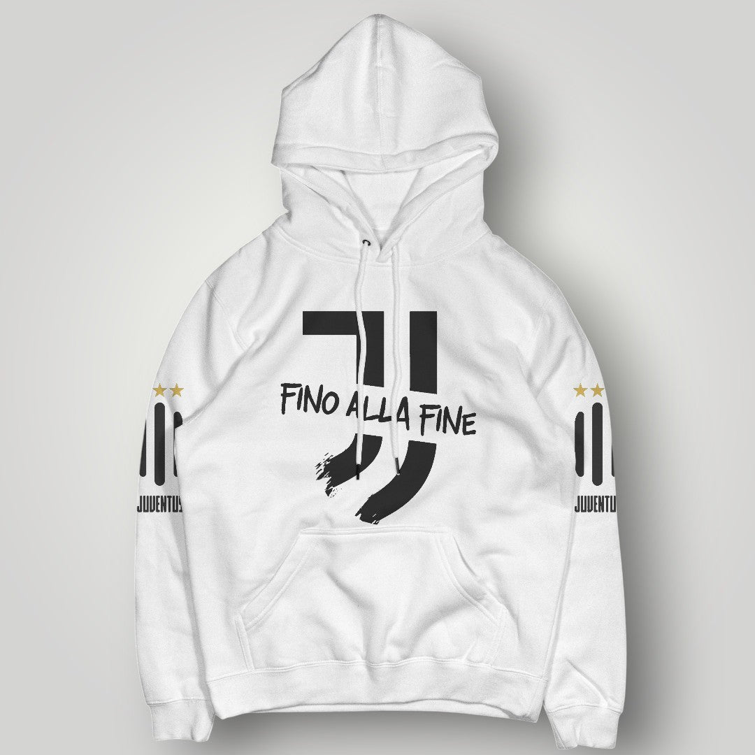 Juventus "Fino Alla Fine" Black Hoodie - Signature Motto & Gold Star Fan Edition