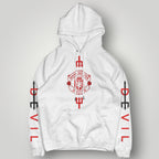 Manchester United "DEVIL" Bold Sleeve Print Hoodie - Black MUFC Trident Graphic Sweatshirt