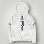 Juventus F.C. Inspired Black Hoodie - Italian Heritage Vertical Stripe Streetwear