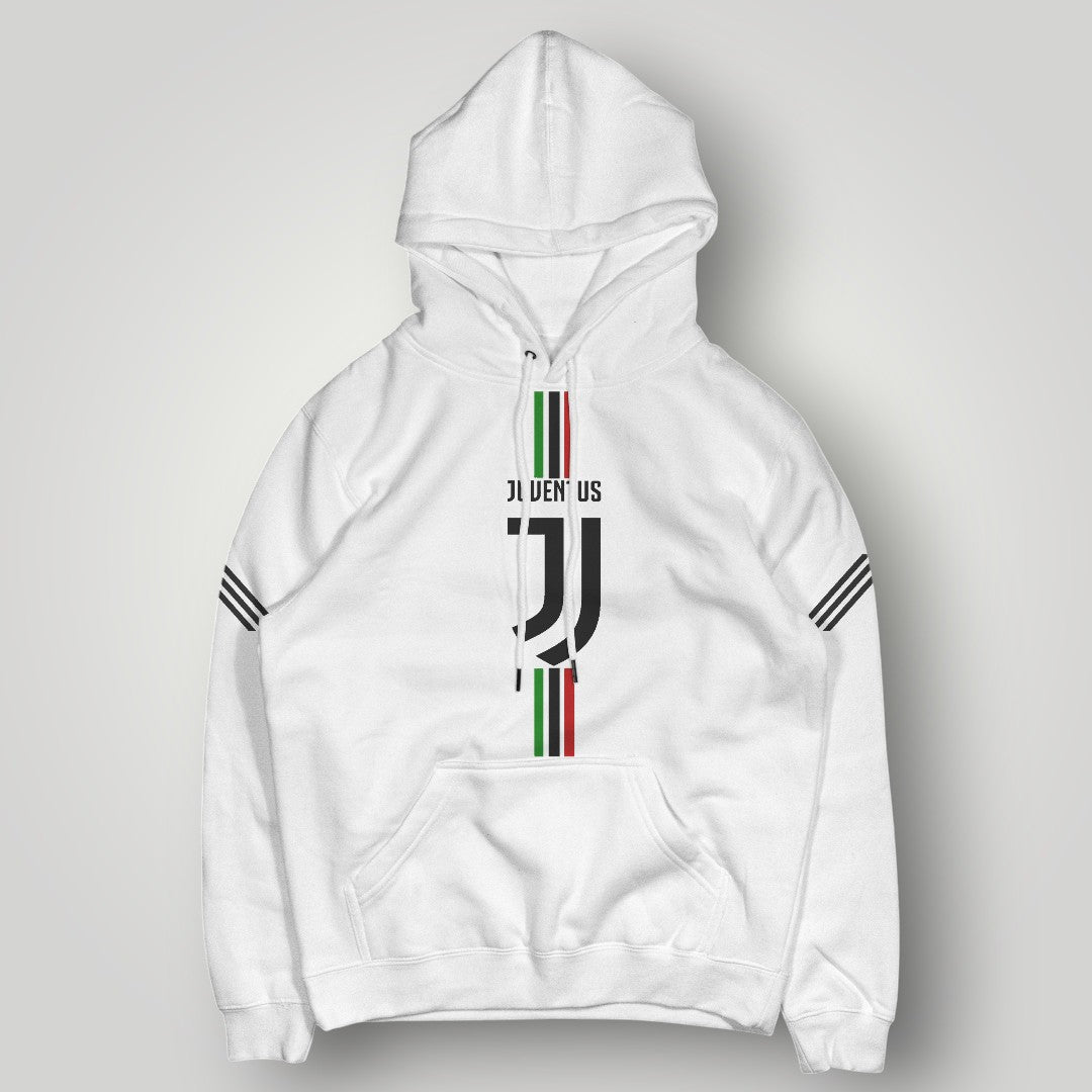 Juventus F.C. Inspired Black Hoodie - Italian Heritage Vertical Stripe Streetwear