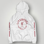 Liverpool F.C. Retro Circle Crest Hoodie - Red Typography & Side Stripe Fan Edition