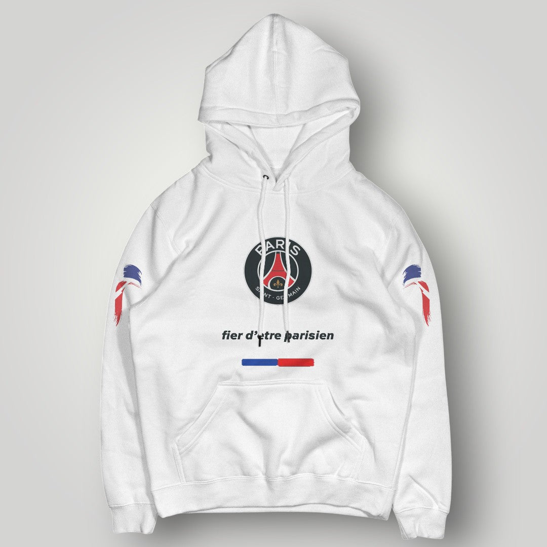 PSG Fan Hoodie - "Fier d’être Parisien" Premium Black Streetwear Pullover