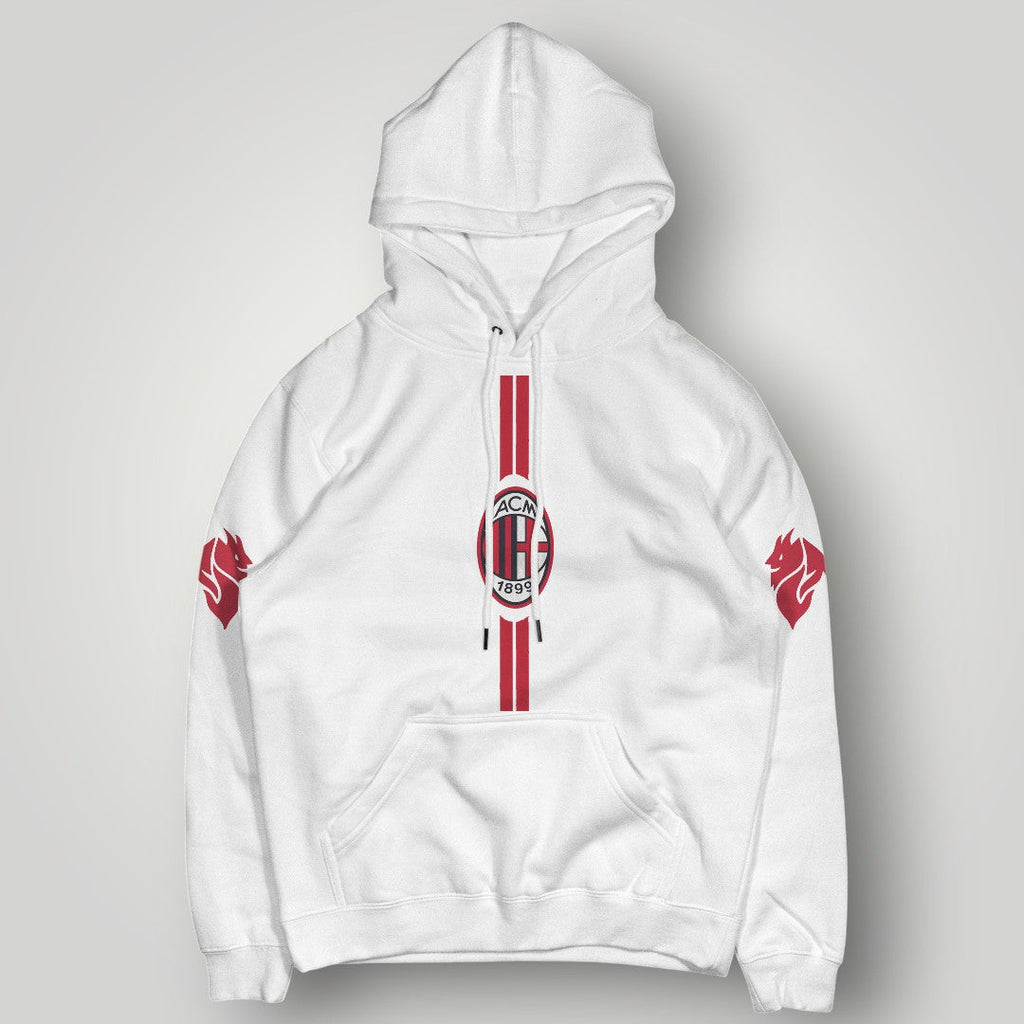 AC Milan "Rossoneri Striker" Hoodie - Vertical Stripe & Devil Graphic Pullover