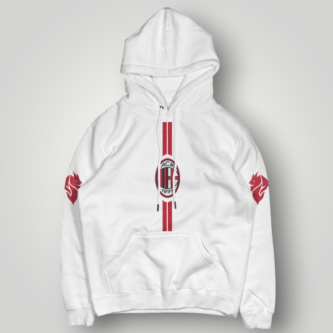 AC Milan "Rossoneri Striker" Hoodie - Vertical Stripe & Devil Graphic Pullover