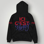 PSG Oversized Crest Hoodie - Black Signature Paris Saint-Germain Fan Pullover