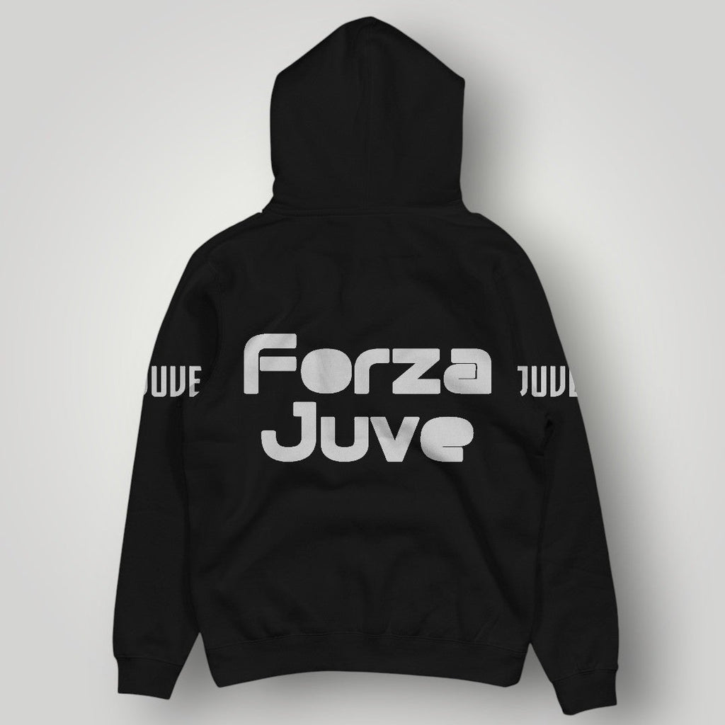 Juventus F.C. Inspired Black Hoodie - Italian Heritage Vertical Stripe Streetwear