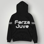 Juventus F.C. Inspired Black Hoodie - Italian Heritage Vertical Stripe Streetwear