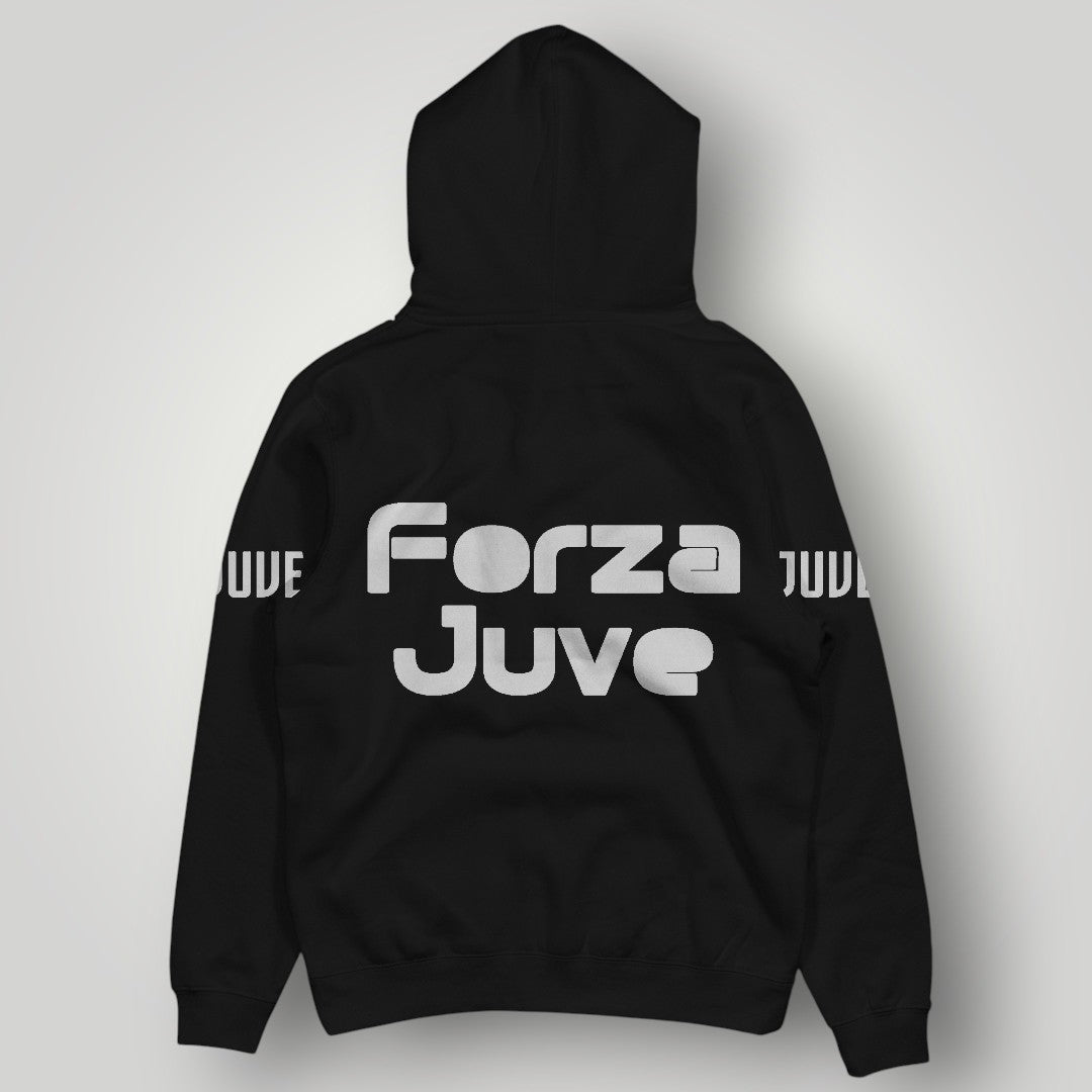 Juventus F.C. Inspired Black Hoodie - Italian Heritage Vertical Stripe Streetwear