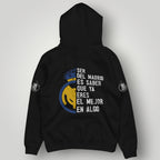 Real Madrid Royal Gold Stripe Hoodie - Black Elite Edition Champion Pullover