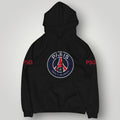 PSG Oversized Crest Hoodie - Black Signature Paris Saint-Germain Fan Pullover