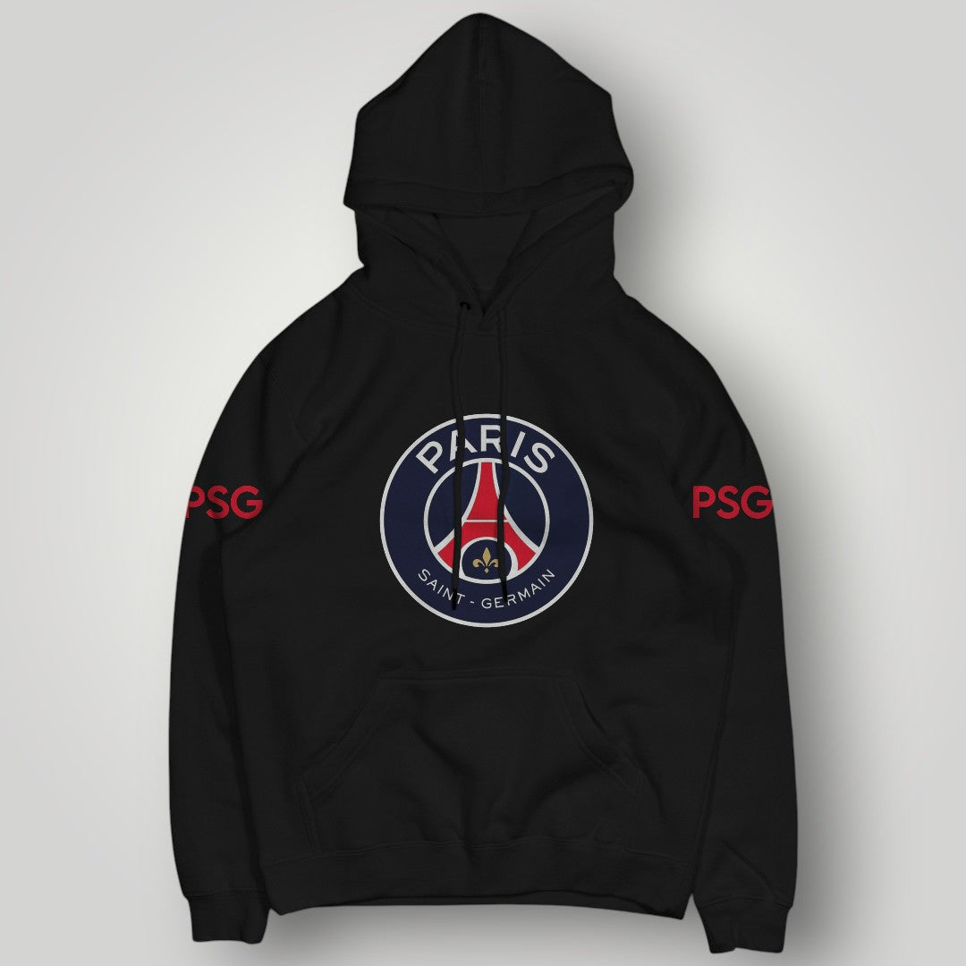 PSG Oversized Crest Hoodie - Black Signature Paris Saint-Germain Fan Pullover