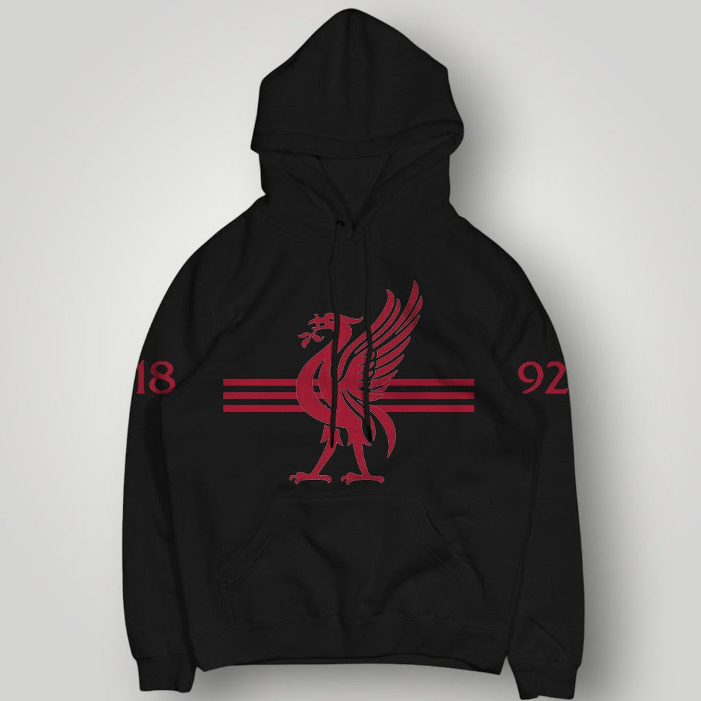 Liverpool F.C. 1892 Est. Hoodie - Red Triple Stripe & Heritage Liver Bird Pullover