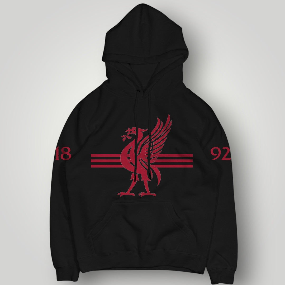 Liverpool F.C. 1892 Est. Hoodie - Red Triple Stripe & Heritage Liver Bird Pullover