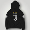 Juventus 3-Star Elite Black Hoodie - Heritage Zebra Sleeve Detail & Gold Star Edition