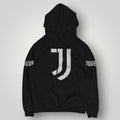 Juventus F.C. Inspired Black Hoodie - Italian Heritage Vertical Stripe Streetwear