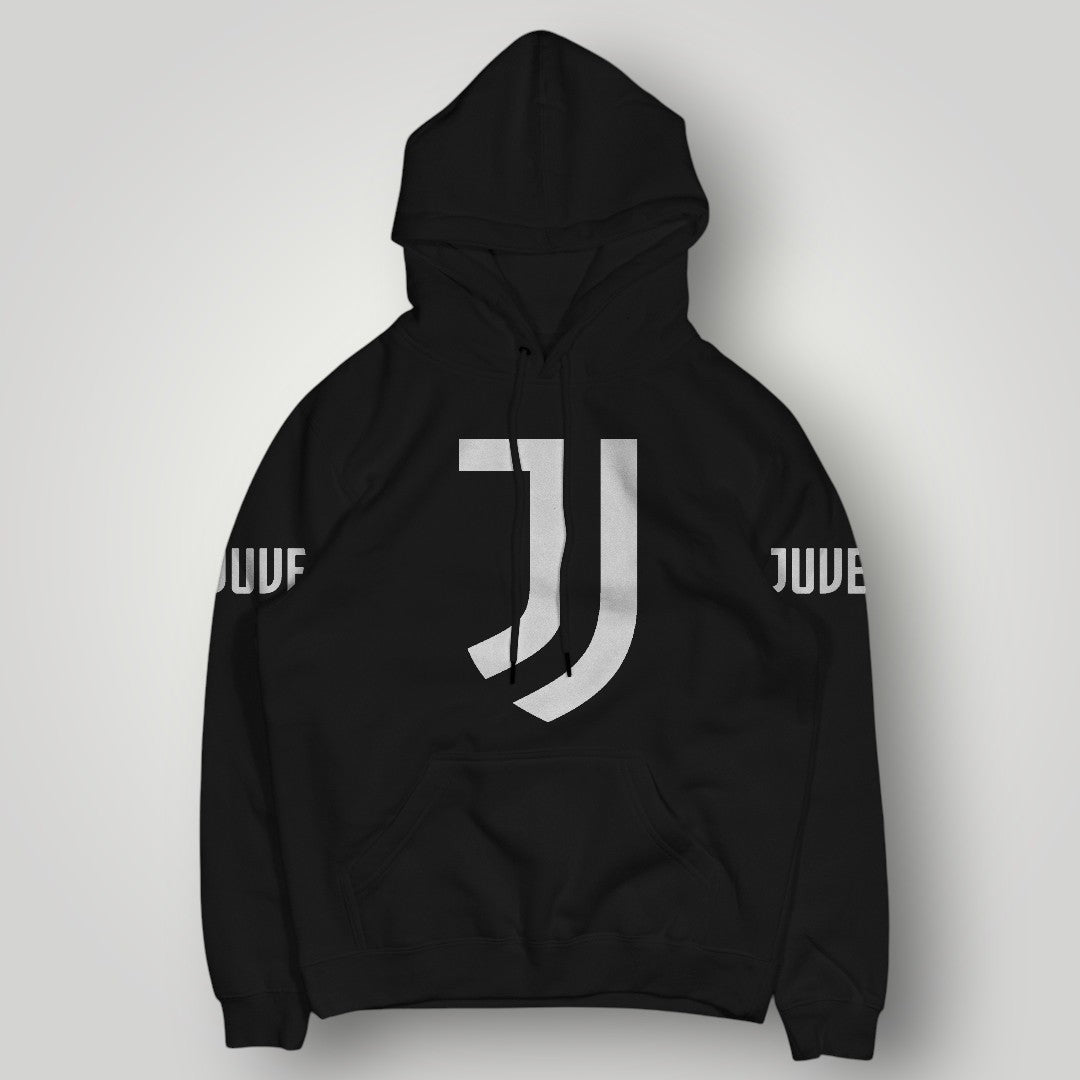 Juventus F.C. Inspired Black Hoodie - Italian Heritage Vertical Stripe Streetwear
